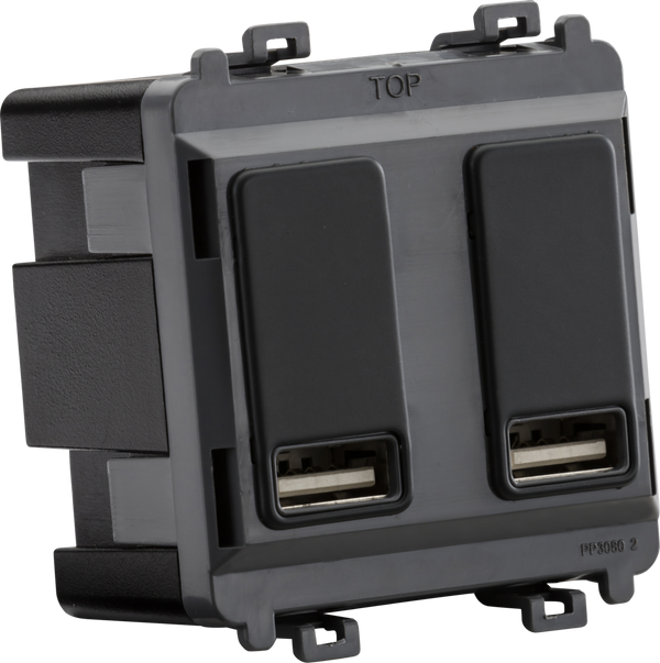 Knightsbridge MLA GDM016AT Dual USB charger module (2 x grid positions) 5V 2.4A (shared) - anthracite