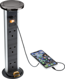 Knightsbridge MLA SK9909BN IP54 3G pop-up socket with dual USB charger  A+C (FASTCHARGE) - Black nickel Cap