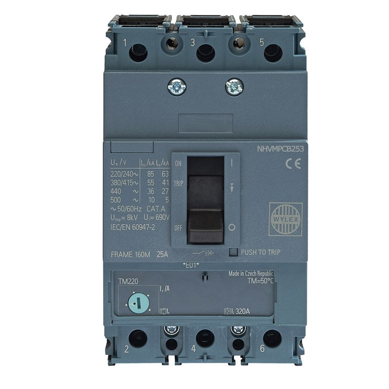 Wylex NHVMPCB253 25A 55kA 3P NHV MCCB ATFM c-w Box Terminals