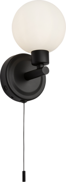 Knightsbridge MLA BA01S1MB 230V IP44 G9 Single Wall light with Round Frosted Glass - Matt Black