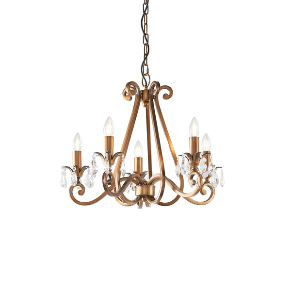 Endon UL1P5B Oksana antique brass 5lt Pendant