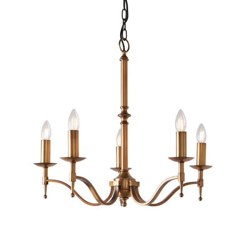 Endon CA1P5B Stanford antique brass 5lt Pendant