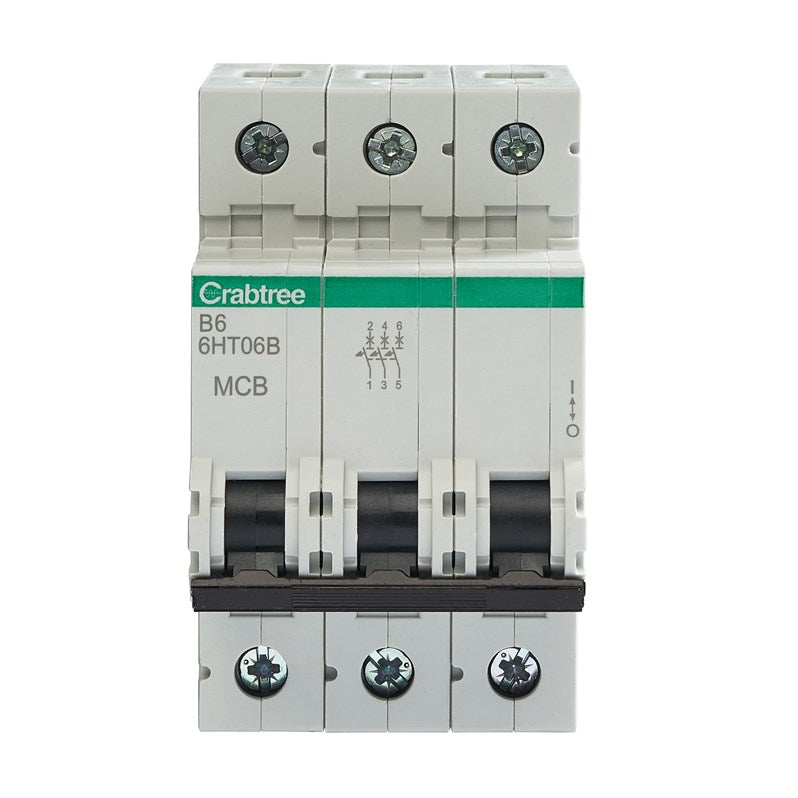 Crabtree 6HT06B B6 10kA 3P MCB (3 Module Width)