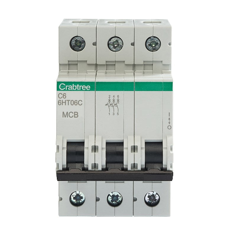 Crabtree 6HT06C C6 10kA 3P MCB (3 Module Width)