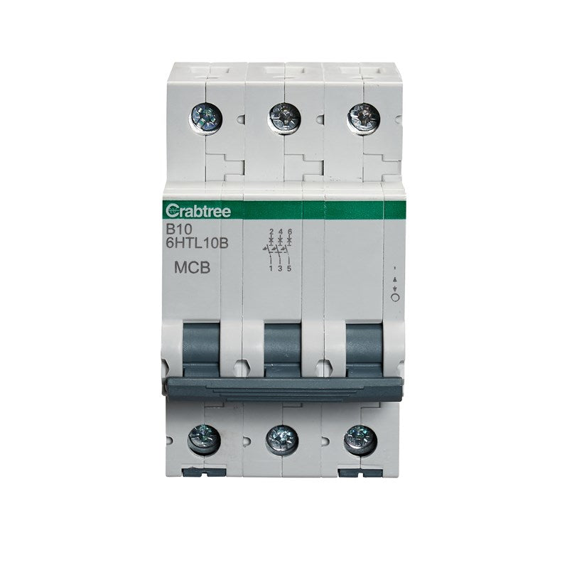 Crabtree 6HTL10B 10A TP MCB Type B 10kA