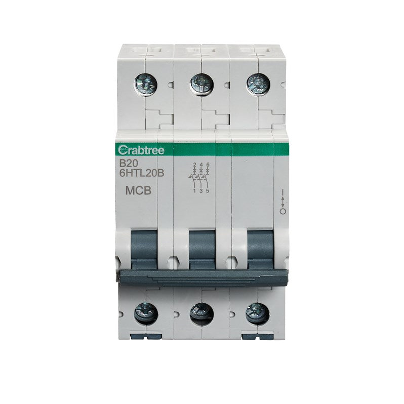 Crabtree 6HTL20B 20A TP MCB Type B 10kA