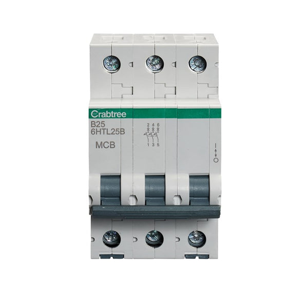 Crabtree 6HTL25B 25A TP MCB Type B 10kA