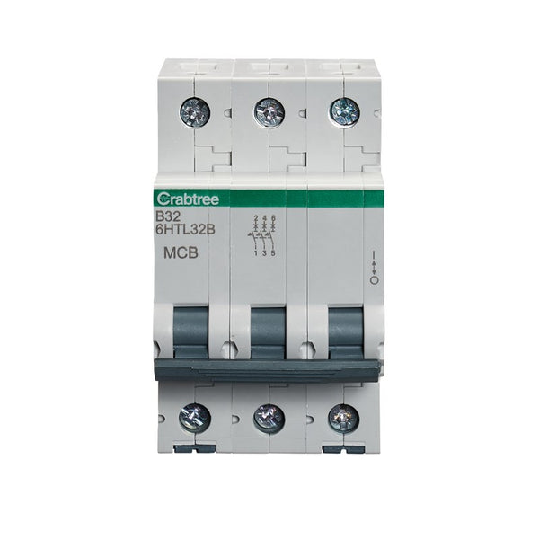 Crabtree 6HTL32B 32A TP MCB Type B 10kA