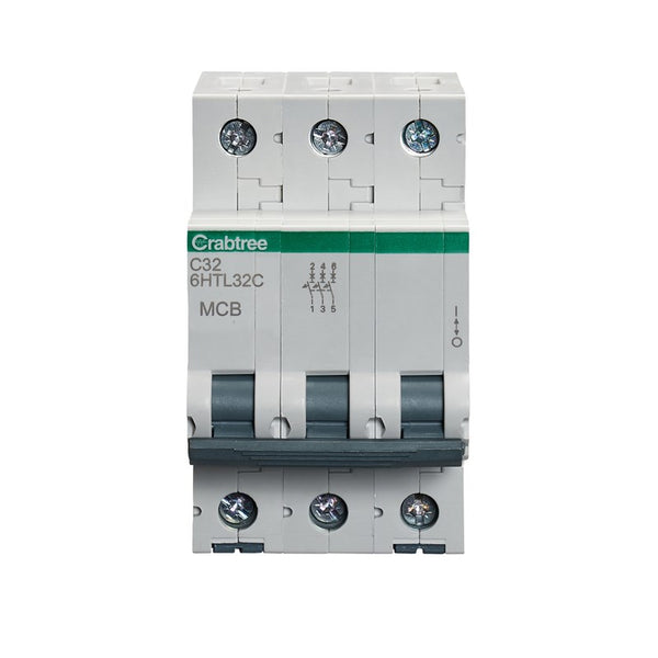 Crabtree 6HTL32C 32A TP MCB Type C 10kA