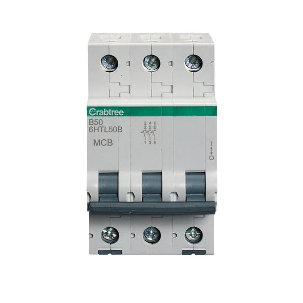 Crabtree 6HTL50B 50A TP MCB Type B 10kA