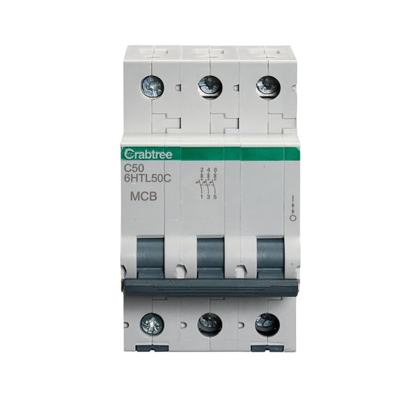 Crabtree 6HTL50C 50A TP MCB Type C 10kA