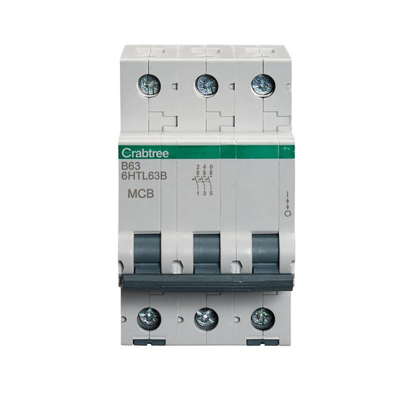 Crabtree 6HTL63B 63A TP MCB Type B 10kA