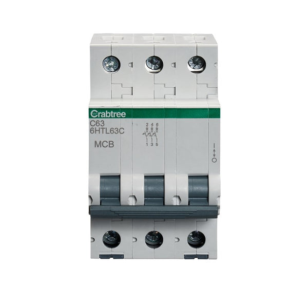 Crabtree 6HTL63C 63A TP MCB Type C 10kA