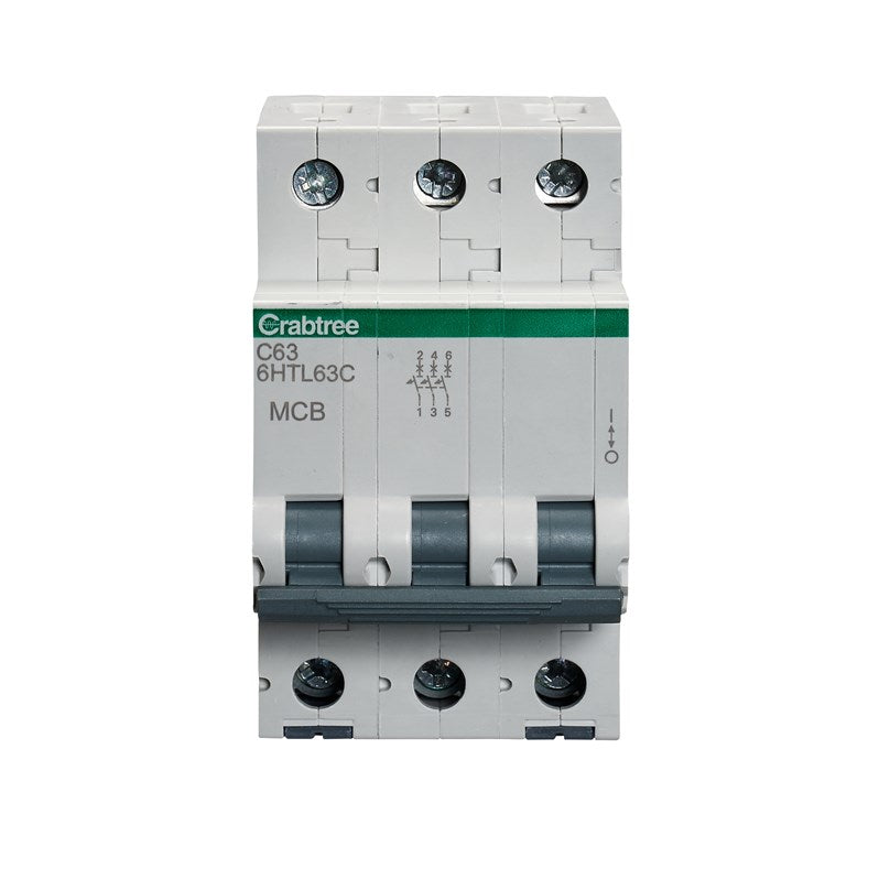 Crabtree 6HTL63C 63A TP MCB Type C 10kA