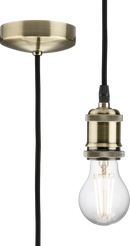 Knightsbridge MLA 8271LAB 1.8m E27 Vintage Pendant Set - Antique Brass