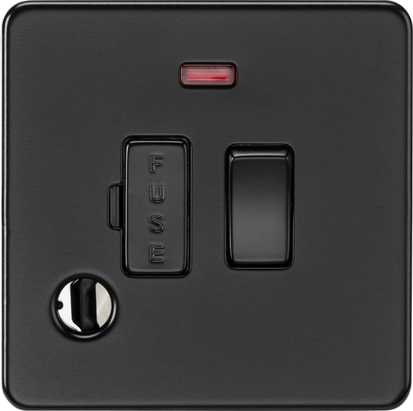Knightsbridge MLA SF6300FMBB 13A Switched Fused Spur with Neon and Flex Outlet - Matt Black