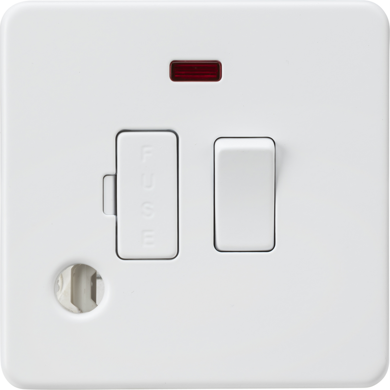 Knightsbridge MLA SF6300FMW 13A Switched Fused Spur with Neon and Flex Outlet - Matt White