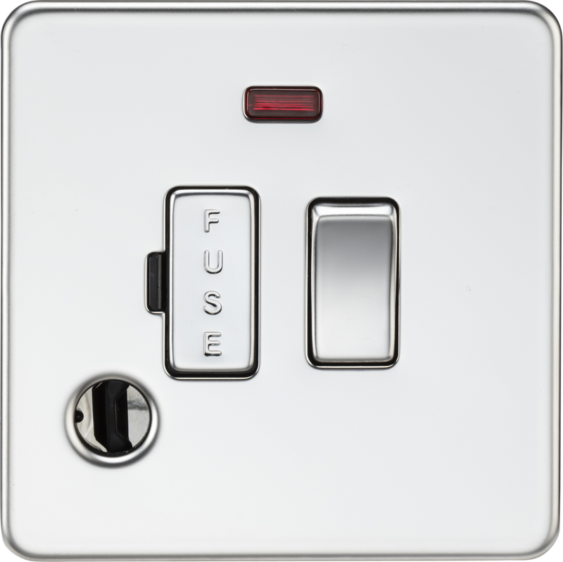 Knightsbridge MLA SF6300FPC 13A Switched Fused Spur with Neon and Flex Outlet - Polished Chrome