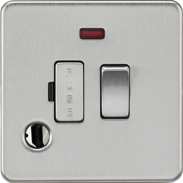 Knightsbridge MLA SF6300FBC 13A Switched Fused Spur with Neon and Flex Outlet - Brushed Chrome