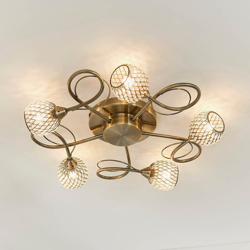 Endon Aherne 73757 5lt Semi Flush - High-Quality 5-Light Ceiling Light for Contemporary Spaces