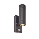 Saxby Palin PIR Wall Light, Black, 2LT, IP44, 7W (75433)