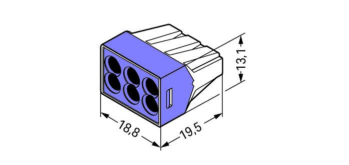 Wago Connector Push-Wire 6 Conductor for J-Boxes (773-106) - Box of 50