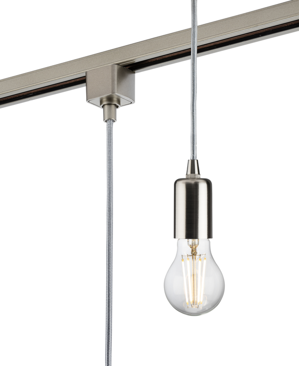 Knightsbridge MLA TRK8270BC 230V 1.8M E27 Contemporary Track Pendant - Brushed Chrome