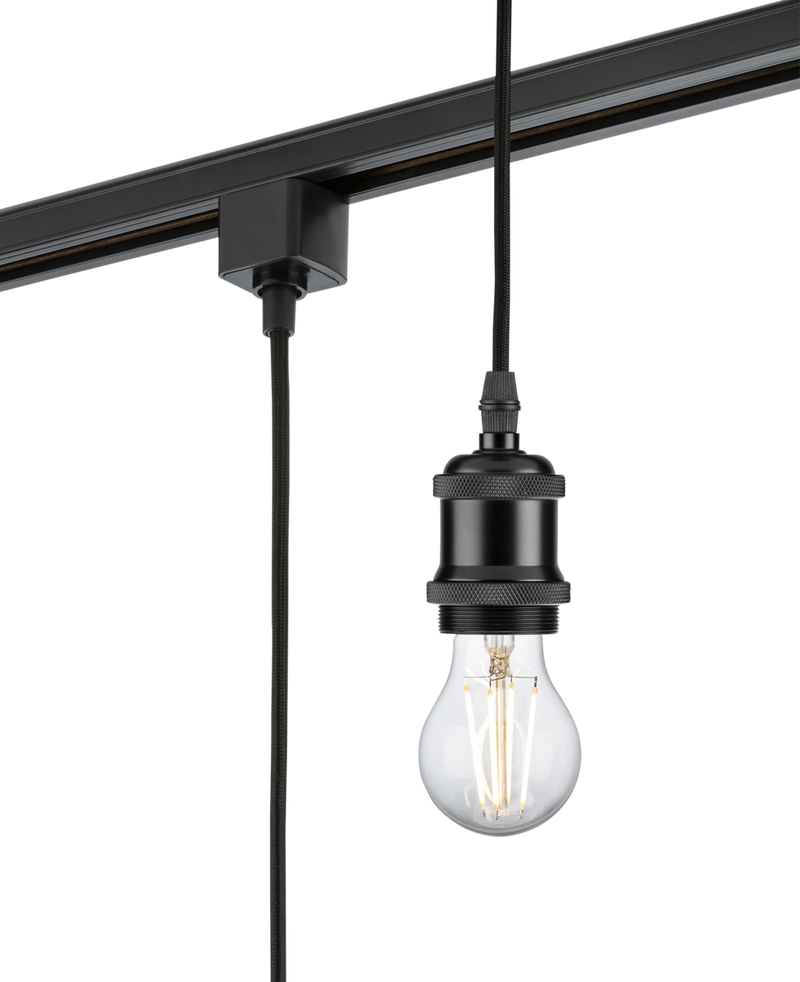 Knightsbridge MLA TRK8271BK 230V 1.8M E27 Vintage Track Pendant - Black