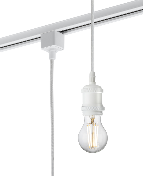 Knightsbridge MLA TRK8271W 230V 1.8M E27 Vintage Track Pendant - White