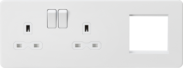 Knightsbridge MLA SFR192LMW Screwless 13A 2G DP Socket + 2G Modular Combination Plate - Matt White