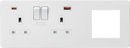 Knightsbridge MLA SFR992LMW Screwless 13A 2G DP Socket with USB Fastcharge + 2G Modular Combination Plate - Matt White