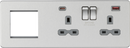 Knightsbridge MLA SFR992RBCG Screwless 13A 2G DP Socket with USB Fastcharge + 2G Modular Combination Plate - Brushed Chrome