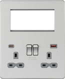 Knightsbridge MLA SFR994BCG Screwless Small Multimedia Combination  Plate with FASTCHARGE - Brushed Chrome