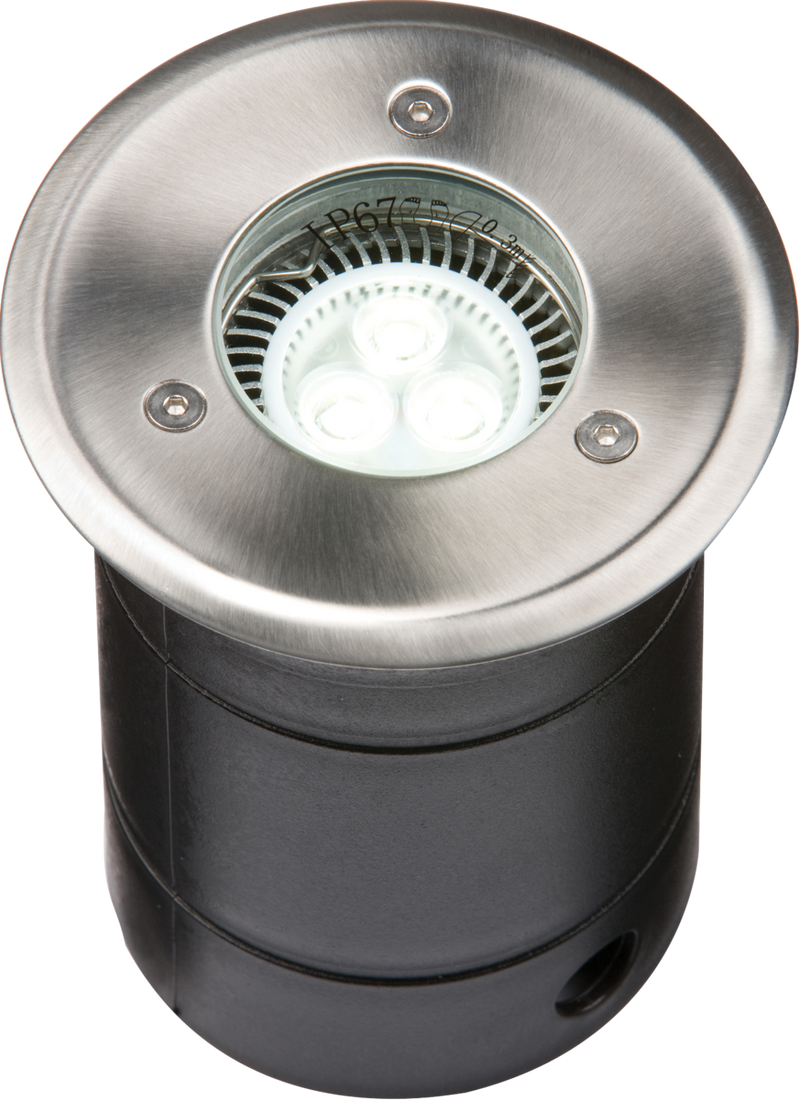 Knightsbridge MLA WGULED 230V IP67 Grade 304 Stainless Steel Walkover / Driveover Light, Depth - 140mm, Flange - 105MM