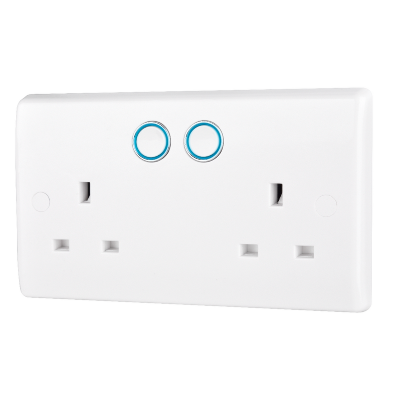 BG 822-HC White Nexus Moulded, Smart Power Socket, Double Switched 13A - Slim Profile