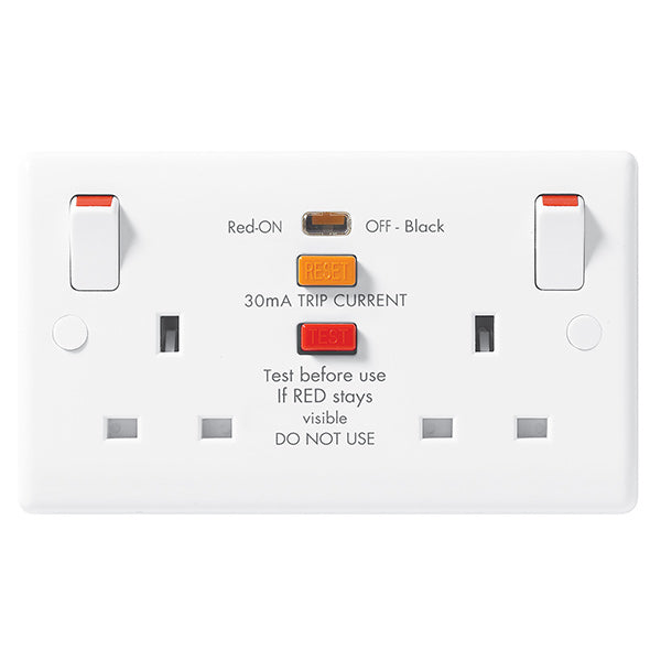 BG 822RCD Nexus White Moulded 13A RCD Double Switched Socket