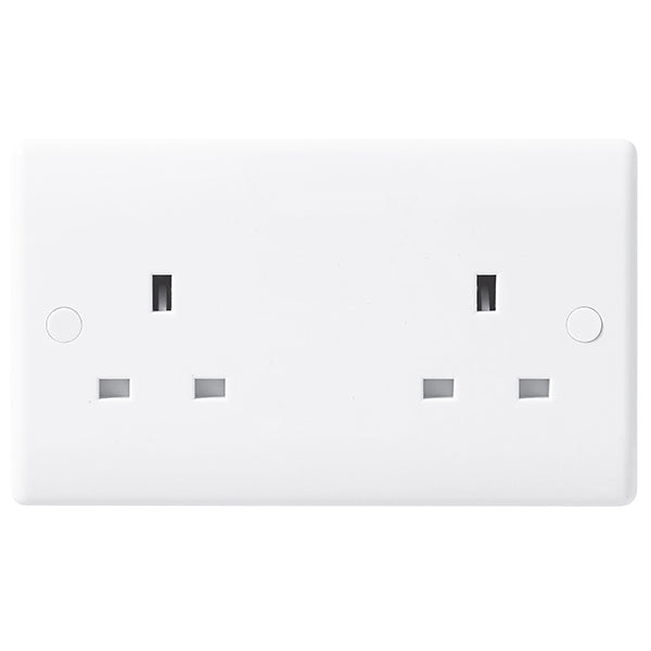 BG 824 White Nexus Moulded Double Unswitched 13A Power Socket
