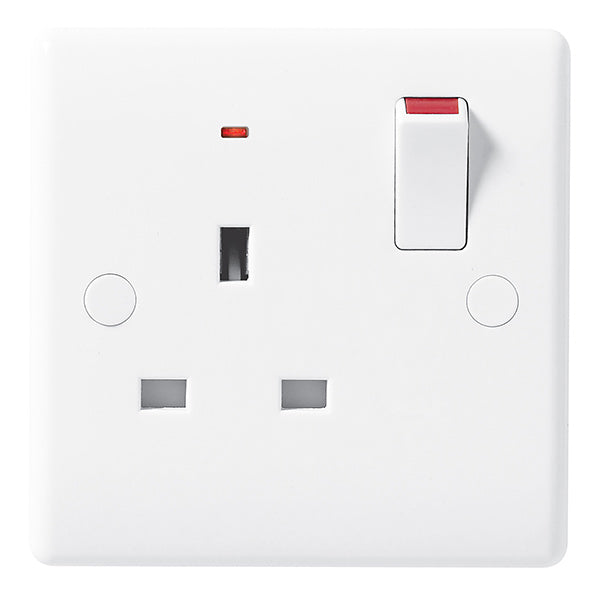 BG 825 White Nexus Moulded Single Switched 13A Power Socket with Neon