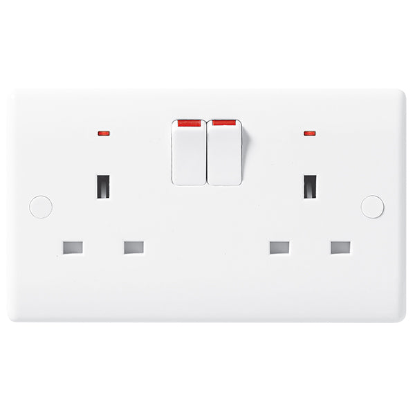 BG 826 White Nexus Moulded Double Switched 13A Power Socket with Neon