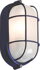 Knightsbridge MLA TPOV60B 230V IP54 60W Black Oval Bulkhead with wire Guard and Glass Diffuser