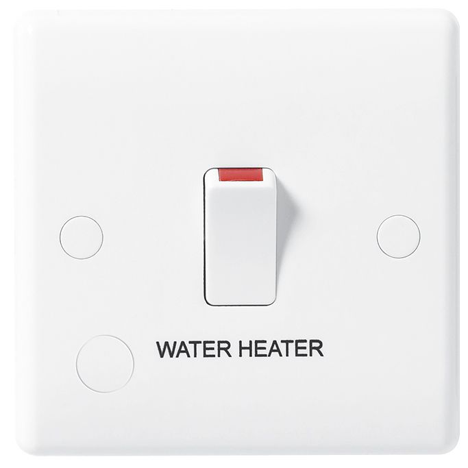BG 832WH White Nexus Moulded Single Switch with Flex Outlet for Water Heater, 20A