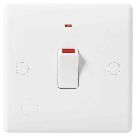 BG 833 White Nexus Moulded Single Switch with Flex Outlet and Neon, 20A