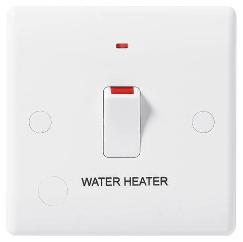 BG 833WH White Nexus Moulded Single Switch with Flex Outlet and Neon for Water Heater