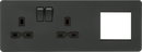 Knightsbridge MLA SFR192LAT Screwless 13A 2G DP Socket + 2G Modular Combination Plate - Anthracite