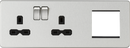 Knightsbridge MLA SFR192LBC Screwless 13A 2G DP Socket + 2G Modular Combination Plate - Brushed Chrome
