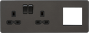 Knightsbridge MLA SFR192LSB Screwless 13A 2G DP Socket + 2G Modular Combination Plate - Smoked Bronze
