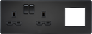 Knightsbridge MLA SFR192LMBB Screwless 13A 2G DP Socket + 2G Modular Combination Plate - Matt Black