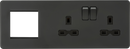 Knightsbridge MLA SFR192RAT Screwless 13A 2G DP Socket + 2G Modular Combination Plate - Anthracite