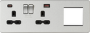 Knightsbridge MLA SFR992LBC Screwless 13A 2G DP Socket with USB Fastcharge + 2G Modular Combination Plate - Brushed Chrome