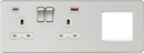 Knightsbridge MLA SFR992LBCW Screwless 13A 2G DP Socket with USB Fastcharge + 2G Modular Combination Plate - Brushed Chrome